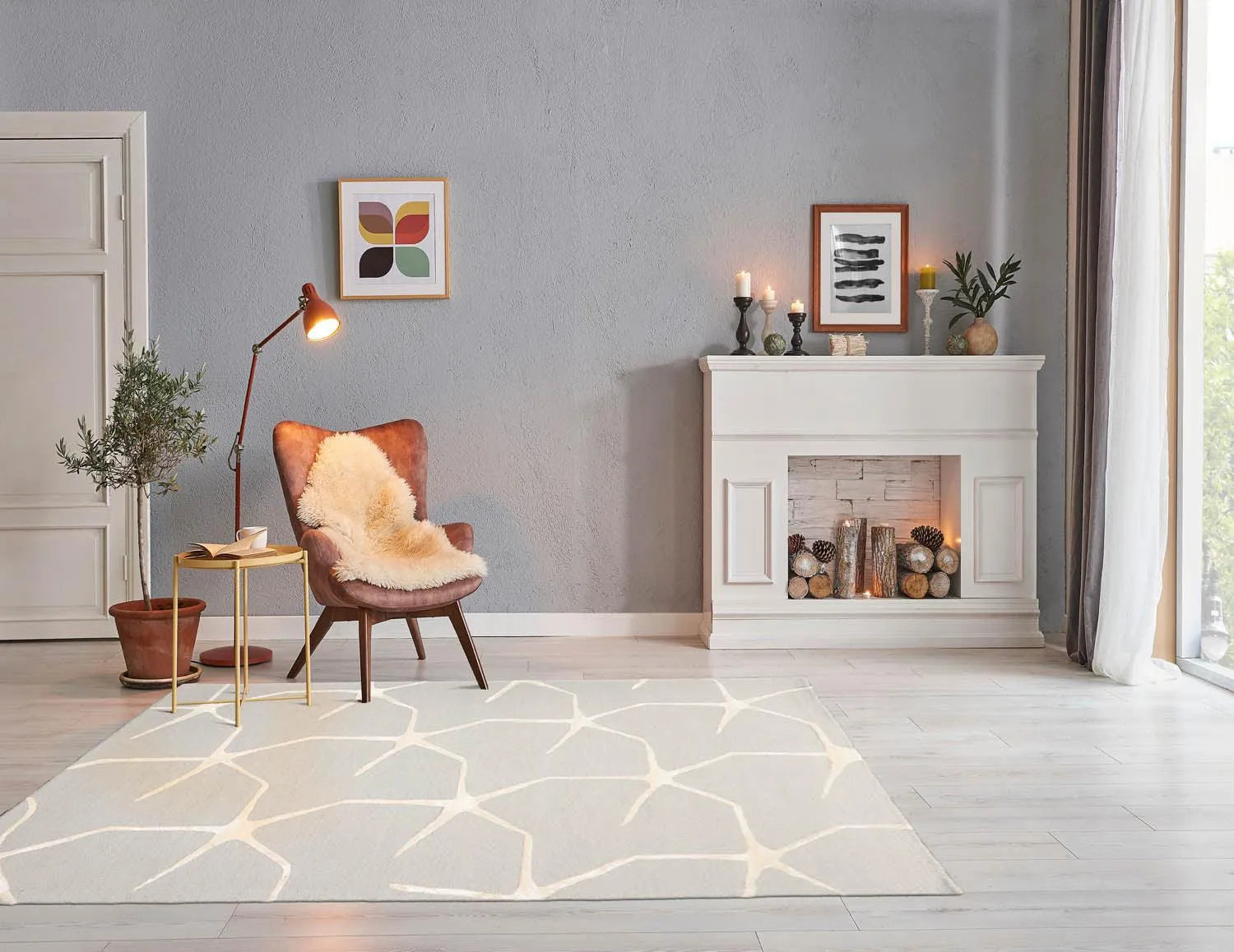 5' x8' Hand Tufted Hand Made 100% Wool Designer Modern & Contemporary  Oriental Area Rug Gray,Ivory Color-0