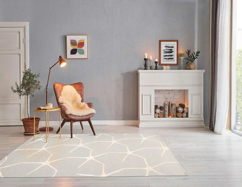 5' x8' Hand Tufted Hand Made 100% Wool Designer Modern & Contemporary  Oriental Area Rug Gray,Ivory Color-0