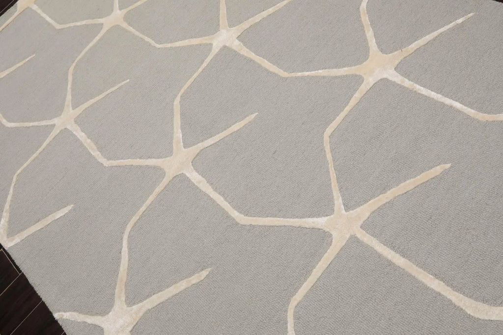 5' x8' Hand Tufted Hand Made 100% Wool Designer Modern & Contemporary  Oriental Area Rug Gray,Ivory Color-3