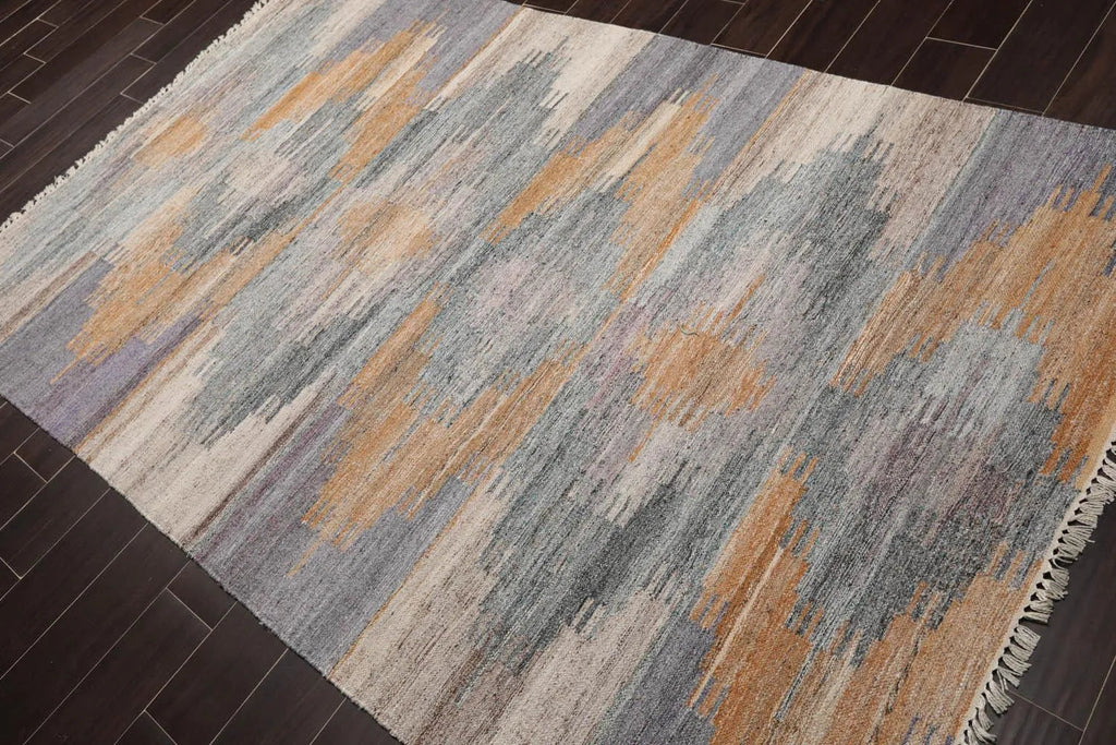 5' x 8' Indoor Outdoor  Hand Woven 100% Recycled PET Yarn Modern Kilim Area Rug Gray-2