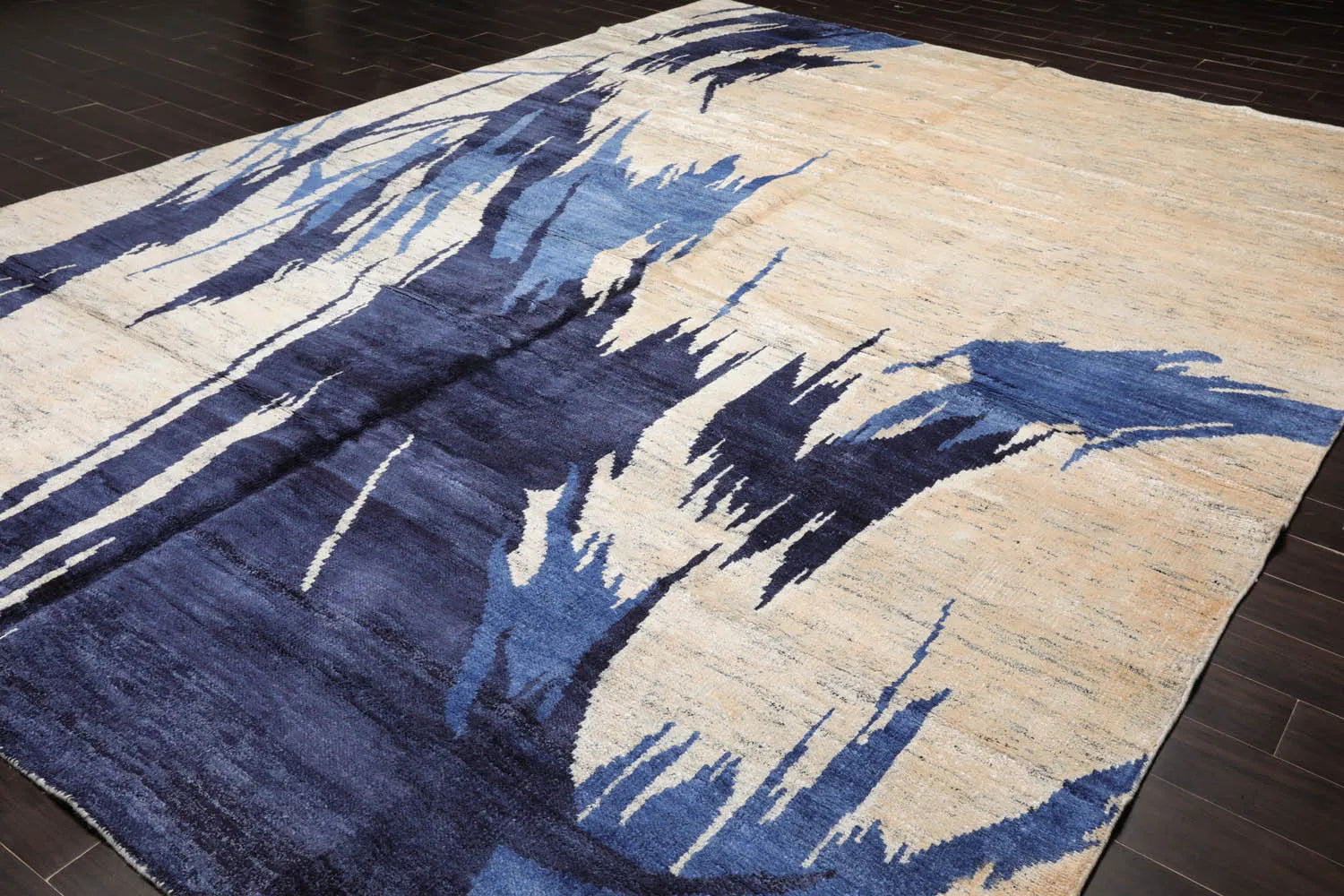 10x14 Beige, Ivory Hand Knotted Tibetan Bamboo Silk Tibetan Modern & Contemporary Oriental Area Rug-3