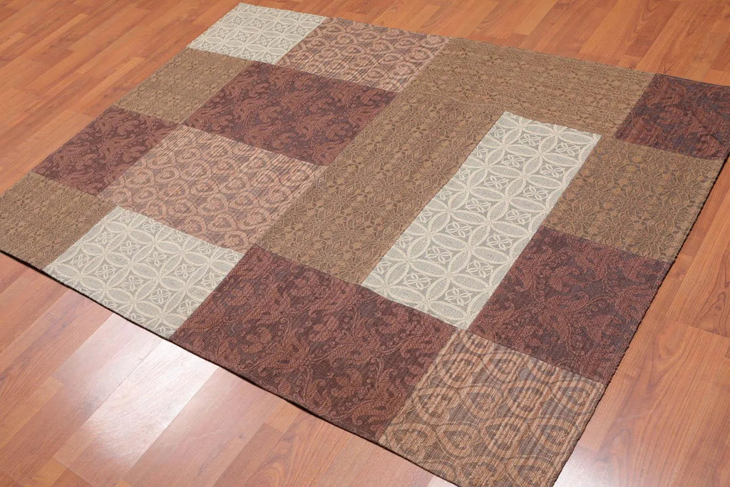 5'x7' Handmade Polypropylene  Oriental Area Rug Brown, Beige Color-0