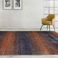 9’ x 12’ Hand Knotted 100% Wool Modern Grass Oriental Area Rug Orange, Navy-0